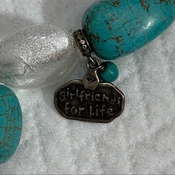 𝅺Silpada 2011 Conference 925 Silver Pearl Turquoise Girfriends Stretch bracelet - Picture 4 of 7